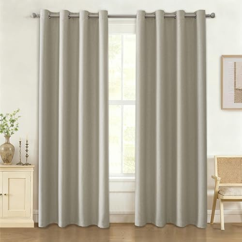 Ystyle Termisk mörkläggningsgardin - set med 2, linneeffekt, köld- och värmeisolerande, 117 x 137 cm, beige