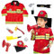 Abiemuce Costume da Vigile del Fuoco per Bambini, Set di Giochi di Ruolo dei Vigili del Fuoco con Estintore Casco da Pompiere, per Bambini 3+ Anni
