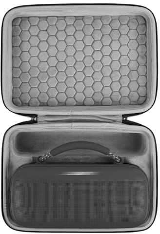 Geekria Shield Speaker Case Compatible with Bose Soundlink Max Case Cover, Replacement Hard Shell Portable Speaker Protective Carrying Bag with Cable Storage (Dark Grey)