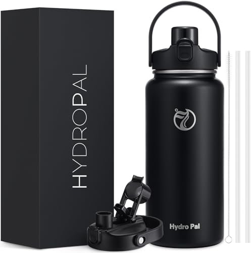 HydroPal Trinkflasche Edelstahl -1200ml mit Strohhalm und Henkel, BPA-Frei, Kohlensäure geeignet, Thermosflasche Metall, Aesthetic trinkflasche für Fitnessstudio, Sport, Reisen
