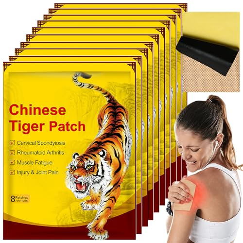 KUWUNG Schmerzlinderung Patch, 80Pcs/10Pack Pain Relief Patch Chinesische Ferninfrarot Pflaste, Pflaster für Muskelschmerz, Schmerzpflaster Knie, Tiger Soreness Relief Patch für Muskelkater, Gelenke