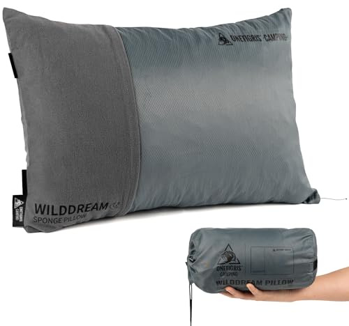 ONETIGRIS Wilddream Camping Pillow, Shredded Small Memory Foam Pillow, Compact, Easy Clean, Comfortable for Backpacking, Travel, and Car Trips, 4 Season Use
