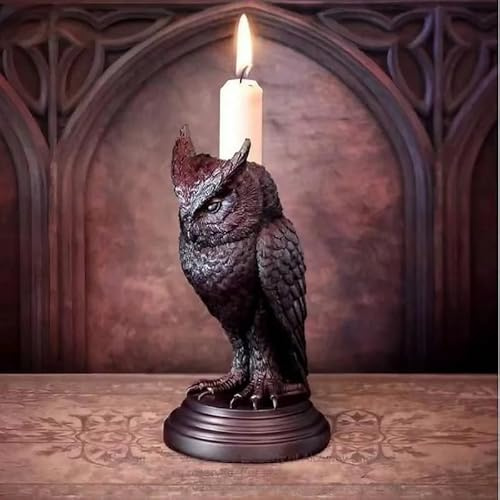 Gvvsjgdbis Halloween Gothic Owl Bat Candlestick Desk Ornaments Resin Candle Holder Animal Statue Figurines Easy Install Easy to Use