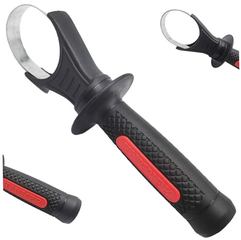 Rotary Hammer Drill, Hammer Drill Handle 2Pcs 10 Non-Slip Rubber Auxiliary Handle with 60-65mm Adjustable Iron Ring for Professionals