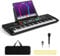 COSTWAY 61 Key Keyboard Piano, Portable Digital Piano with Microphone, Keynote Stickers, Carrying Case, Electric Piano for Beginners Kids Adults
