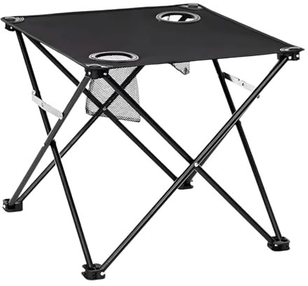 Camping Folding Table, Lightweight Foldable Table with 2 Cup Holders, Camping Accessory Outdoor Portable Desk for Yard Beach Garden Patio Picnic Fishing Balcony Home Hiking