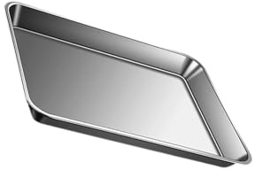 Bandeja de galletas inoxidable con fondo plano, bandeja plana de acero inoxidable para hornear pasteles, panes y pasteles, bandeja de acero inoxidable de tamaño familiar