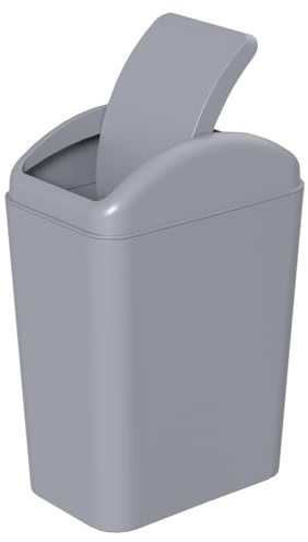 Xeabia 20 L Swing Top Trash Bin Plastic Trash Can with Swing Lid Full Grey | Waste Paper Basket for Kitchen, Bathroom, Bedroom, Office