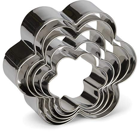 Patisse 02011, Tagliabiscottii – Fiore, Acciaio Inossidabile, Argento, set da 3 pezzi