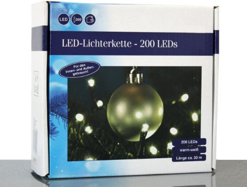 LED Lichterkette warmweiß 200er 19,9m grünes Kabel HI 76093