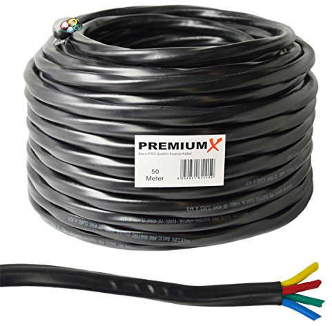 Premium X 50m Basic PRO Quattro Quad Koaxial SAT Kabel 90dB 2-Fach geschirmt Antennenkabel 4in1 Koaxialkabel Schwarz