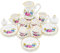 Odoria Miniature 1/12 Service a Thé en Porcelaine Accessoire Maison de Poupée, Fleur Rose