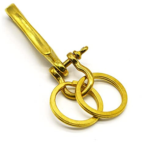 MAYMII 1 Piece Anchor Shackle Fish Hook Keychain in Brass Mens Keychain Keyring Nautical Gift,BRASS FISHHOOK KEYCHAIN Shackle Split Ring