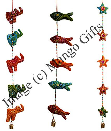 Traditional Indian Hanging Decoration Elephant, Star & Fish Door Hanging by Mango Gifts India