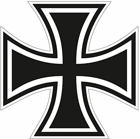 Samunshi® Aufkleber Eisernes Kreuz Iron Cross Autoaukleber Sticker - Auto Motorrad Motorhaube Tunning Wetterfest 15 x 15cm schwarz auf weißem Grund