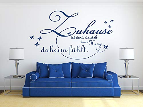timalo® XXL Wandtattoo Spruch fürs Wohnzimmer Zuhause ist dort | 75020-schwarz-120x58