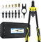 AUTOUTLET Nietmutternzange Set, 14 Profi Nietzangen Nietmutterzange mit 6 Austauschbare Dorne M3 M4 M5 M6 M8 M10 und 150PCS Nietmuttern, Gewindenietzange Nietmaschine Nietmutter Zange Werkzeug(Gelb)