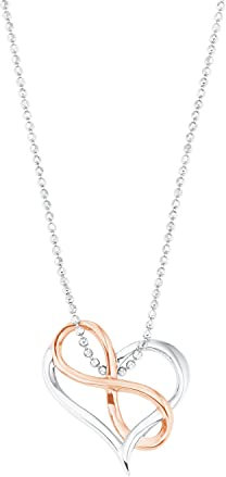 Amor Kette mit Anhänger 925 Sterling Silber Damen Halsschmuck, mit Zirkonia synth., 43 cm, Silber, Infinity, Kommt in Schmuck Geschenk Box, 2018179