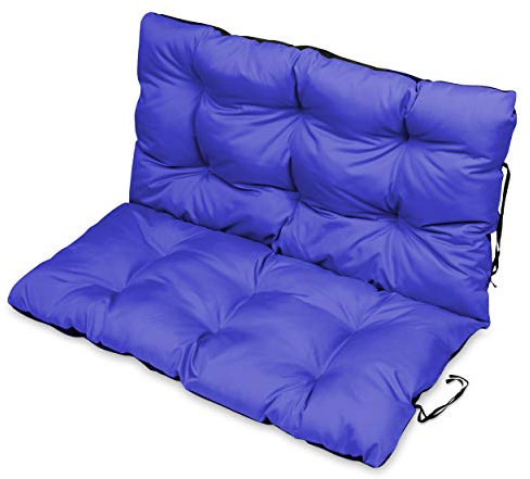 SuperKissen24. Sitzkissen Bankkissen Bankauflage für Gartenbank - 120x50 cm und Rückenlehne 120x60 cm - Outdoor und Indoor - blau