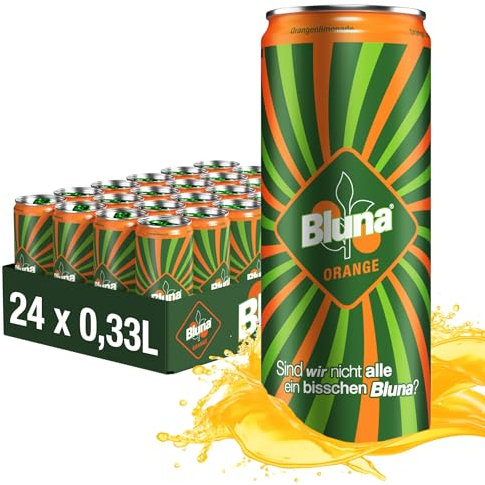 Bluna Orangenlimonade, prickelnder Geschmack nach fruchtiger Orange - in der praktischen Getränkedose, EINWEG, 24 x 330 ml