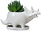 KiaoTime - Vaso per piante grasse in ceramica bianca a forma di dinosauro, vaso per fiori e bonsai