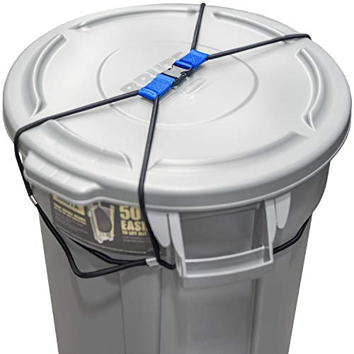 ENCASED Extra Large Bin Lock for Animals/Raccoons, Bungee Cord Heavy Duty Extra Large Outdoor Wheelie Bin Lid Lock ((Fits 50-96 Gallon Trash Can)(Trash Can NOT Included)