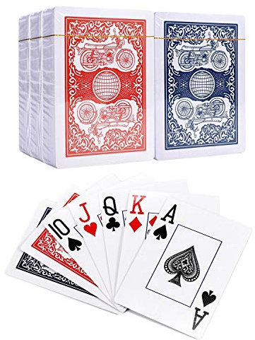 Vinsani Motorrad-Spielkarten, Pokergröße Standard-Index, 6 Kartendecks (3 rot und 3 blau), für Blackjack, Euchre, Canasta, Pinochle Kartenspiel, Casino Grade