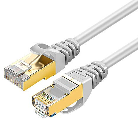 Eono Cable de Red Cat 7, Cable Ethernet Network LAN 10Gigabit 600MHz SFTP con Conector RJ45 Oro LAN Compatible con PS5, Xbox, PC, TV, Router, Switch, Cat 6 (White, 1M/3FT)