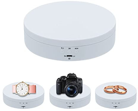 Mcbazel - Espositore Girevole a 360°, Girevole Elettrico da 4,6, Piatto Girevole Elettrico a Basso Rumore 3KG per Gioielli, Prodotti per Fotografia,Orologi, Tazze - Bianco