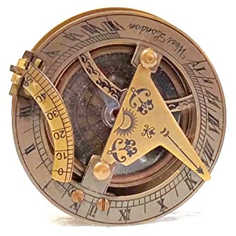 Sonnenuhr-Kompass, antiker Stil, 5,2 cm, Braun