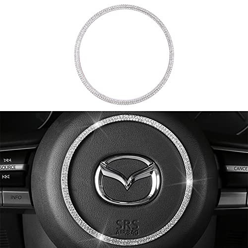 VDARK für Mazda 3 Zubehör Lenkrad Logo Emblem Aufkleber Bling Autoinnenraum Kristall Dekorationen niedliche Metall Abdeckkappen kompatibel für Mazda CX-3 CX-5 MX-5 Miata MAZDA3 MAZDA6