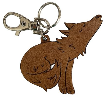 Etabeta Artigiano Toscano - Porte-clés loup en cuir véritable - Série animale de la forêt d'Anna B. - Marron tamponné à la main - Fabriqué en Italie