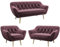 MKS MEBLE Sofa Rosa - Moderne Sofa Set 3+2+1 - Skandinavische Deko Polstersofa - Pirs Zwei Loungesofas und Sessel - Sechs Personen Rosa
