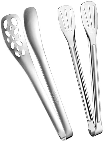 Pinzas De Cocina De Acero Inoxidable,2 Piezas Pinzas para Ensaladas Pinzas de Barbacoa Pinzas para Pan,Para Cocinar,Asar a La Parrilla,Freír,Empanizar