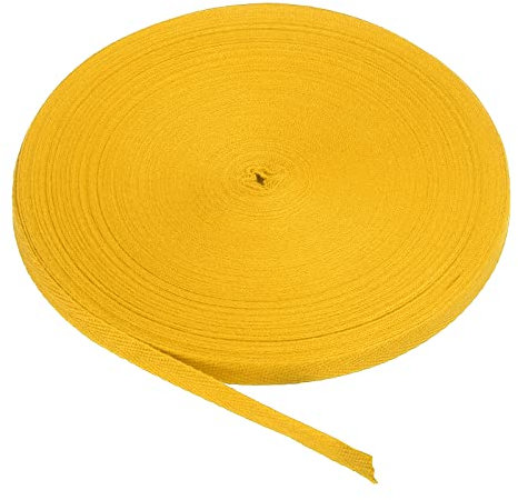 PATIKIL Baumwollband Baumwolle Gurtband 10mm x 45m, Schrägband Baumwoll Nahtband Köperband Saumband Einfassband Stoffband Webband zum Nähen für DIY Basteln Stricken Verpackungen, Golden