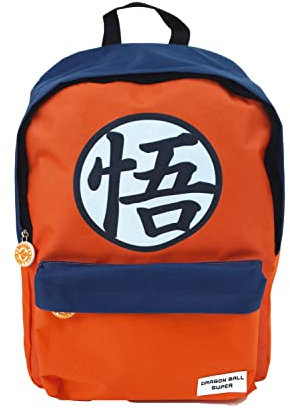 Superdiver Rucksack, Offizielle Lizenz Dragon Ball Kanji Go - 41x31x15 cm - orange und blau - mit gepolsterten Griffen und Fronttasche - anpassbar an Trolley