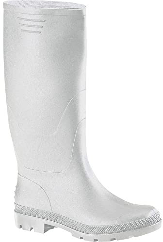 La zappa Stivali Impermeabili Alti Altezza Ginocchio in PVC Bianco, con Suola Antiscivolo (Numeric_44)