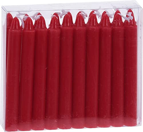 Spetebo Kleine Echtwachs Stabkerzen 20er Pack - rot - Weihnachtskerzen Set ca. 11 cm Höhe - Christbaumkerze Baumkerze Advents Deko Kerze