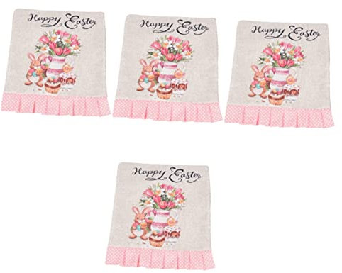 Artibetter Abdeckung 4 Stück Osterhasen- Esszimmerstuhlbezüge Zu Ostern Süße Häschen-stuhlhussen Frohe Ostern Stuhlhussen Ostern-huhn-stuhlhussen Gastgeschenke Für Ostern Möbel Polyester