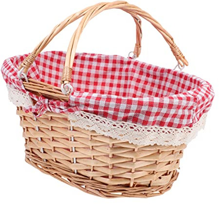 Toyvian Picknickkorb Aufbewahrungskorb Für Rustikaler Brotkorb Erntekorb Korb Für Süßigkeitenhalter Eier-süßigkeitenkorb Holzkorb Einkaufskorb Korbwäsche Geschenk Braut Tuch Afrika Weben