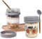 Jogoico Overnight Oats Jars 2pcs Overnight Oats Containers with Lid & Spoon, 12 oz Glass Mason Jars with Measurement Mark, Large Capacity Airtight Breakfast Jars for Oatmeal Cereal Milk Fruit - Grey