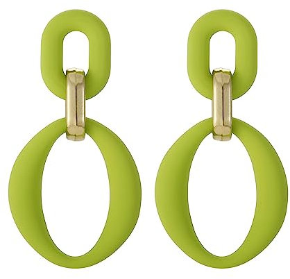 SIXDUTON Ohrringe Creole für Damen, Ovale Acryl Neon Statement Ohrringe für Frauen, Groß Hypoallergen Bunte Modeschmuck Geschenk für Kostümzubehör Karneval Mottoparty (Grün)