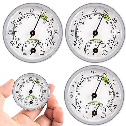 Thermo-Hygrometer Gut Ablesbar Mini: Nizirioo 3 Stück Runder Thermometer Hygrometer Innen Analog, Gut Ablesbar Zimmerthermometer, Luftfeuchtigkeitsmessgerät für Baby Garage Büro