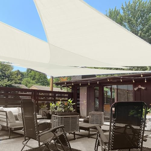 LOVE STORY Vela ombreggiante 4x4x4m Tena a Vela Triangolare Parasole Esterno Traspirante HDPE Protezione UV per Giardino Terrazza,Patio,Beige