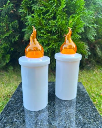 Kerzen x 2 Grabkerzen Grablicht 16 cm. H Grabdekoration KERZEN FÜR GRABLAMPEN UND LATEREN ! 3D Effekt - Elegant und Sicher!