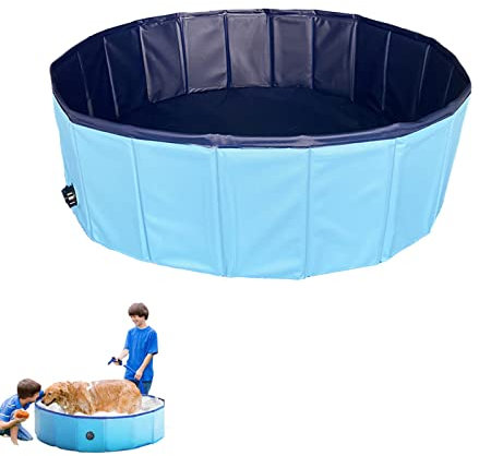 RASOLI Bañera para Piscina para Mascotas, Piscina Dura para Perros - Bañera Plegable para Perro Mascota - Piscinas de Verano para Perros con Almacenamiento Conveniente para Acampar, Vacaciones