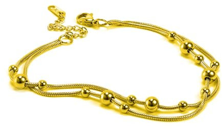 KIM JOHANSON® Edelstahl Damen Armband *Nova* in Silber, Gold & Roségold | Armkette mit vielen beweglichen Kugeln | Wasserfest | Frauen Boho Schmuck | Kreise | Verstellbare Länge | Inkl. Schmuckbeutel