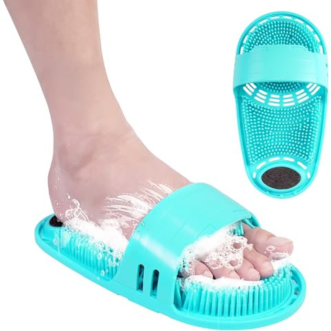 HoYLluDLL Brosse à pieds en silicone pour douche, tapis de massage des pieds avec ventouses antidérapantes, grand tapis de bain et de douche (1 pièce, vert)