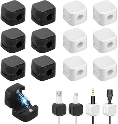 12 PCS Magnetic Cable Holder Charging Cable Magnetic Cable Organizer Storage Holder Magnetic Cable Organiser Magnetic Cable Clips for Charging Cable Home Office Car Wall
