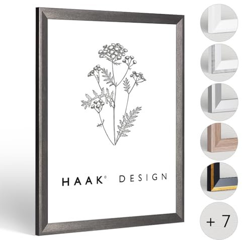 HaakDesign Bilderrahmen schmal RICO 50 X 75 cm Anthrazit Stahl Rahmen für Poster Puzzle Bilder Elegant